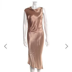Joseph Silky Sleeveless Dress Beige Gold XS